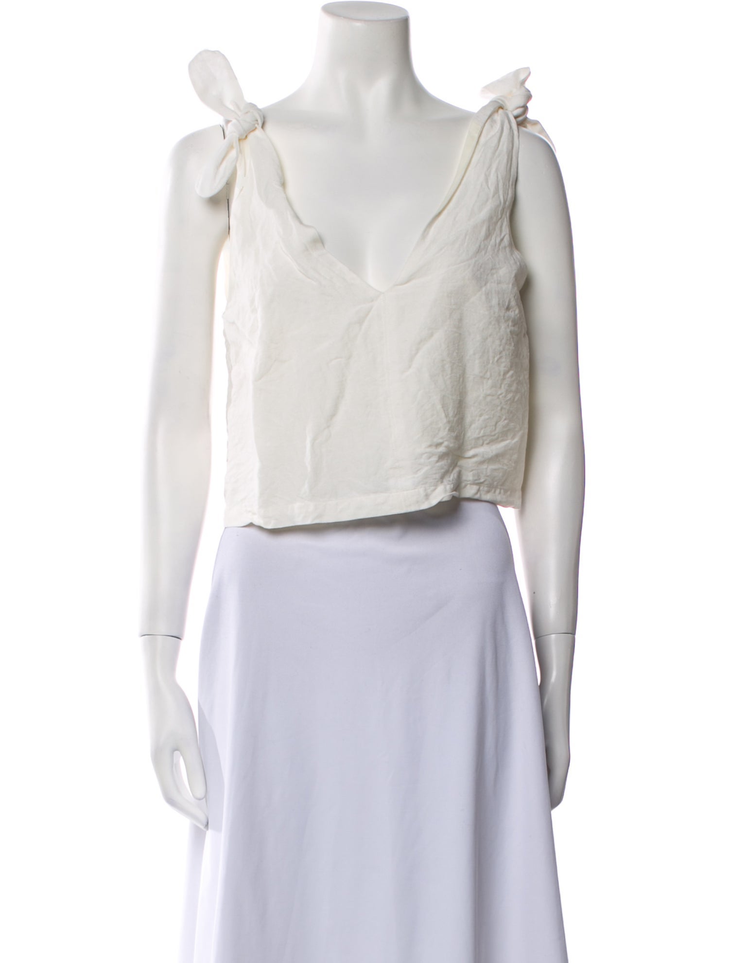 Emerson Fry Linen V-Neck Crop Top