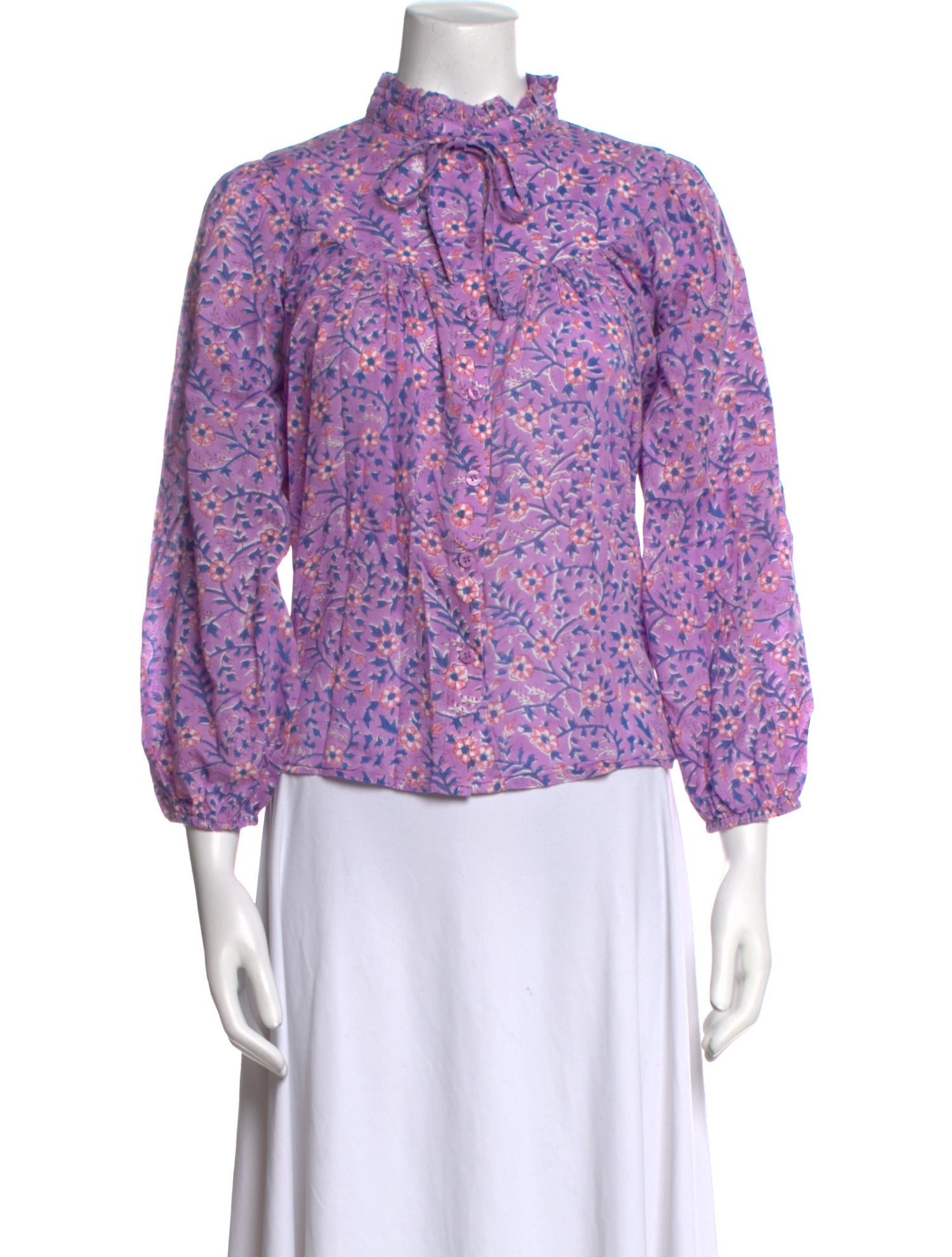 Emerson Fry Floral Print Mock Neck Blouse