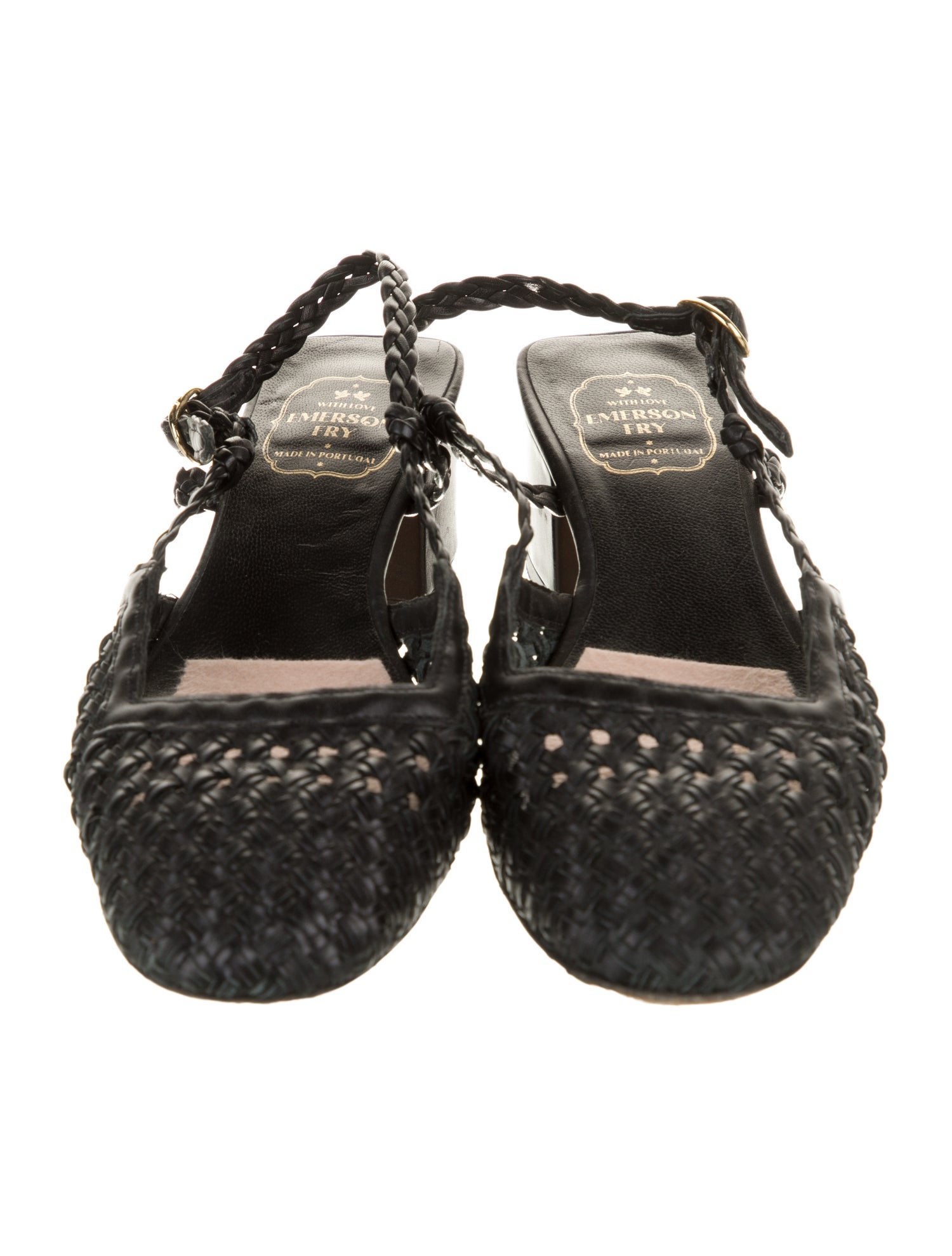 Emerson Fry Leather Braided Accents Slingback Pumps