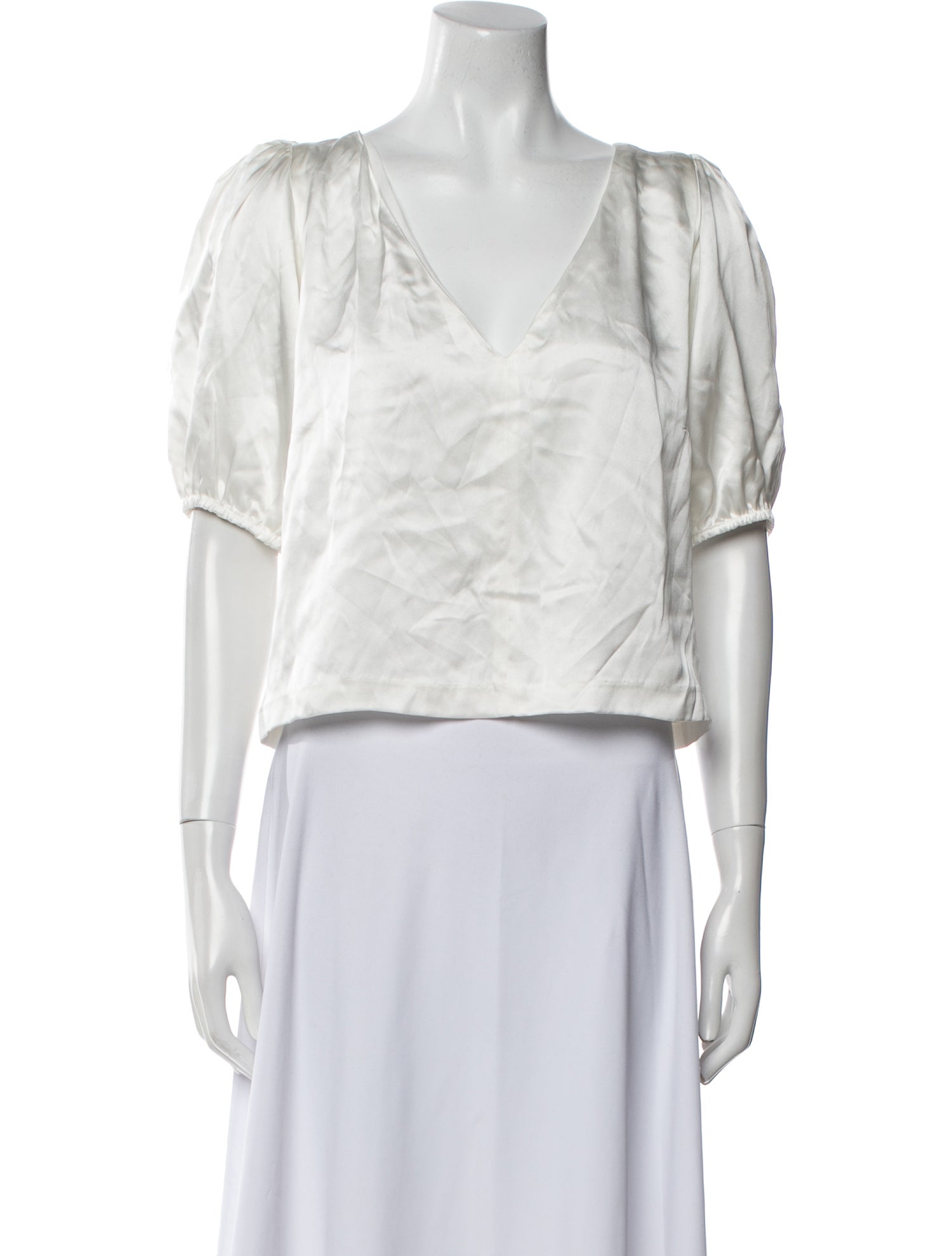 Emerson Fry Silk V-Neck Crop Top