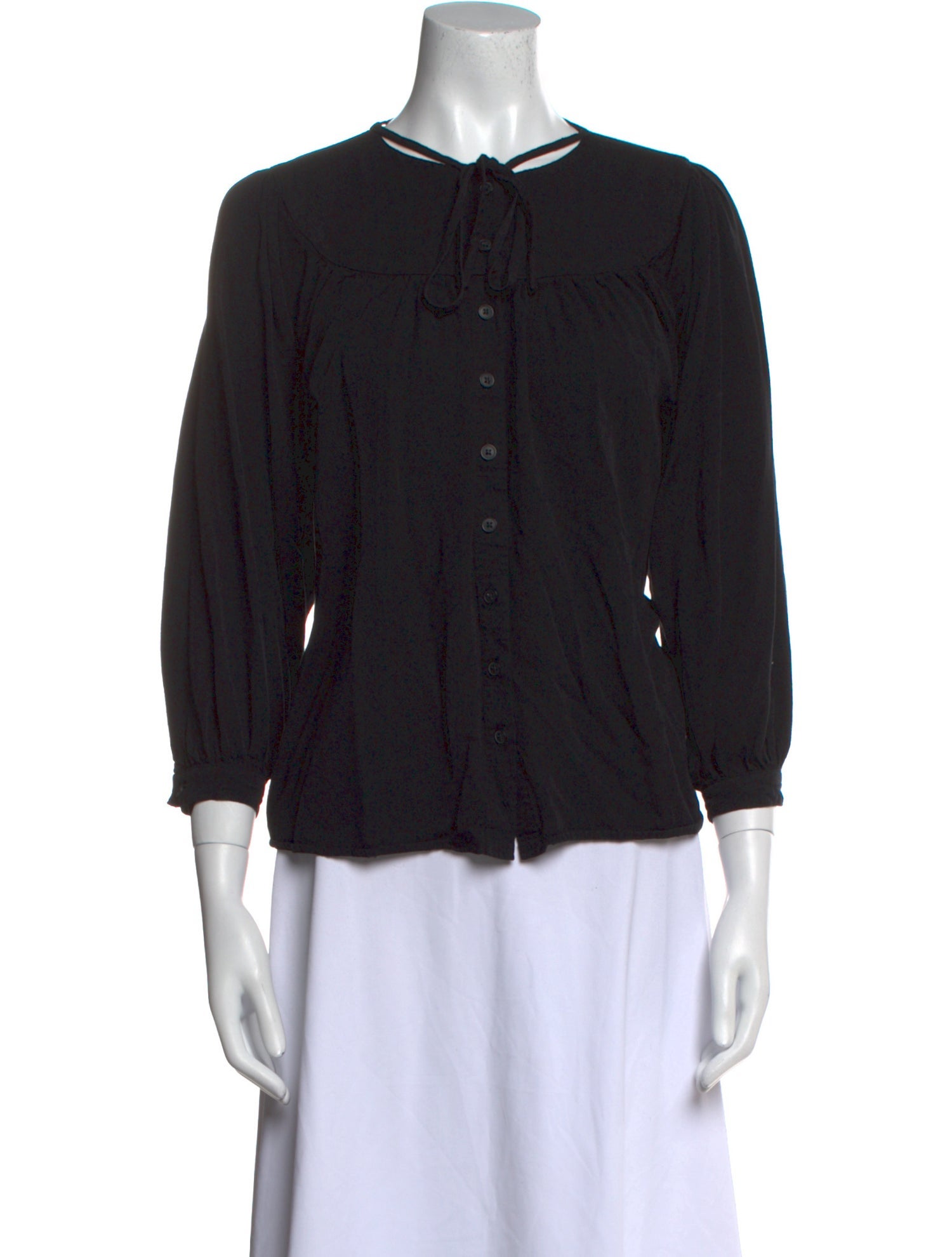 Emerson Fry Crew Neck Three-Quarter Sleeve Button-Up Top