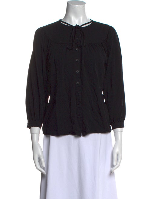 Emerson Fry Crew Neck Three-Quarter Sleeve Button-Up Top