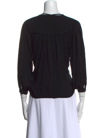 Emerson Fry Crew Neck Three-Quarter Sleeve Button-Up Top