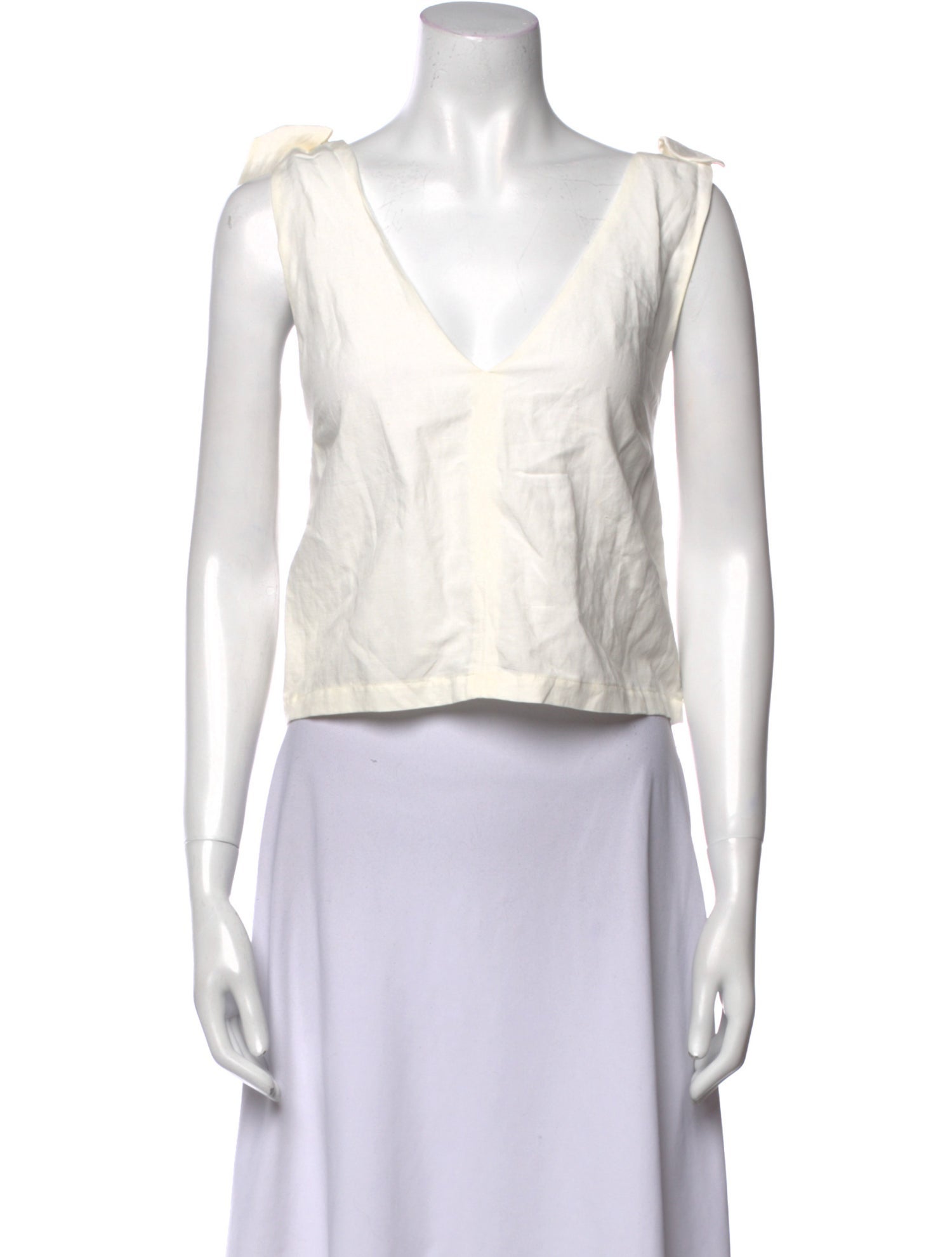 Emerson Fry Linen V-Neck Crop Top