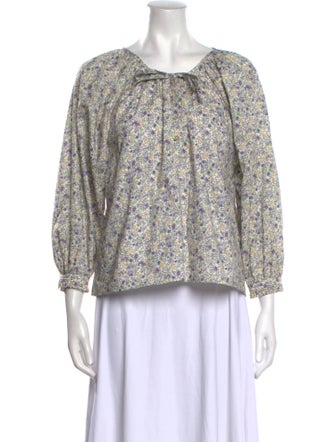 Emerson Fry Floral Print Scoop Neck Blouse