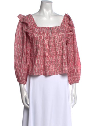 Emerson Fry Printed Square Neckline Crop Top