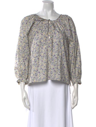 Emerson Fry Floral Print Scoop Neck Blouse