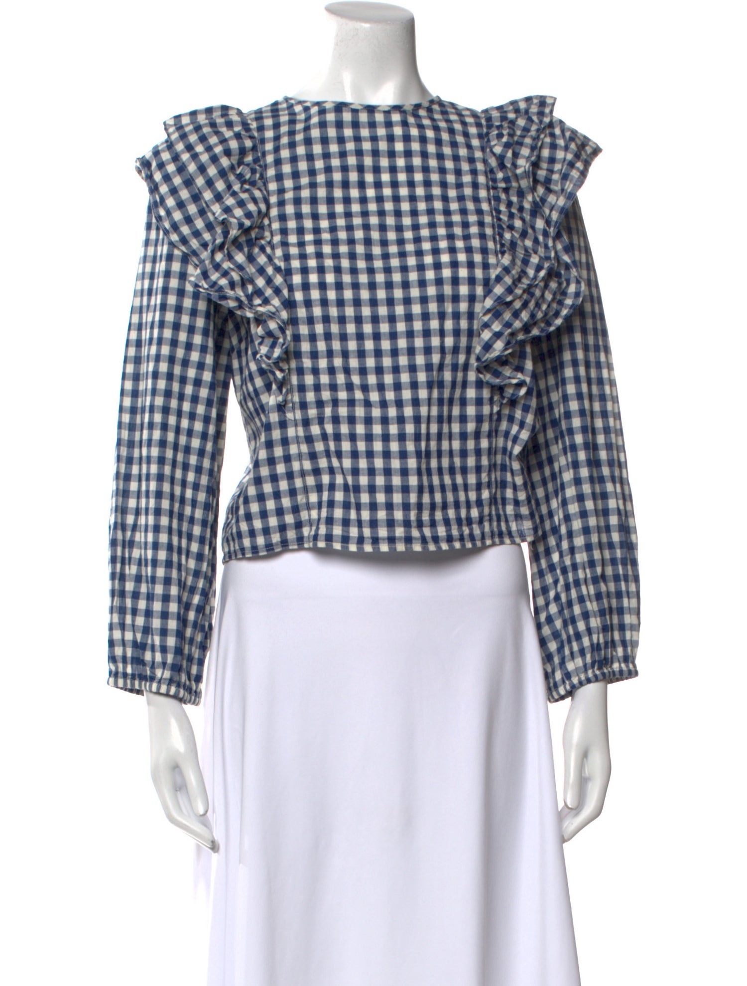 Emerson Fry Plaid Print Bateau Neckline Crop Top