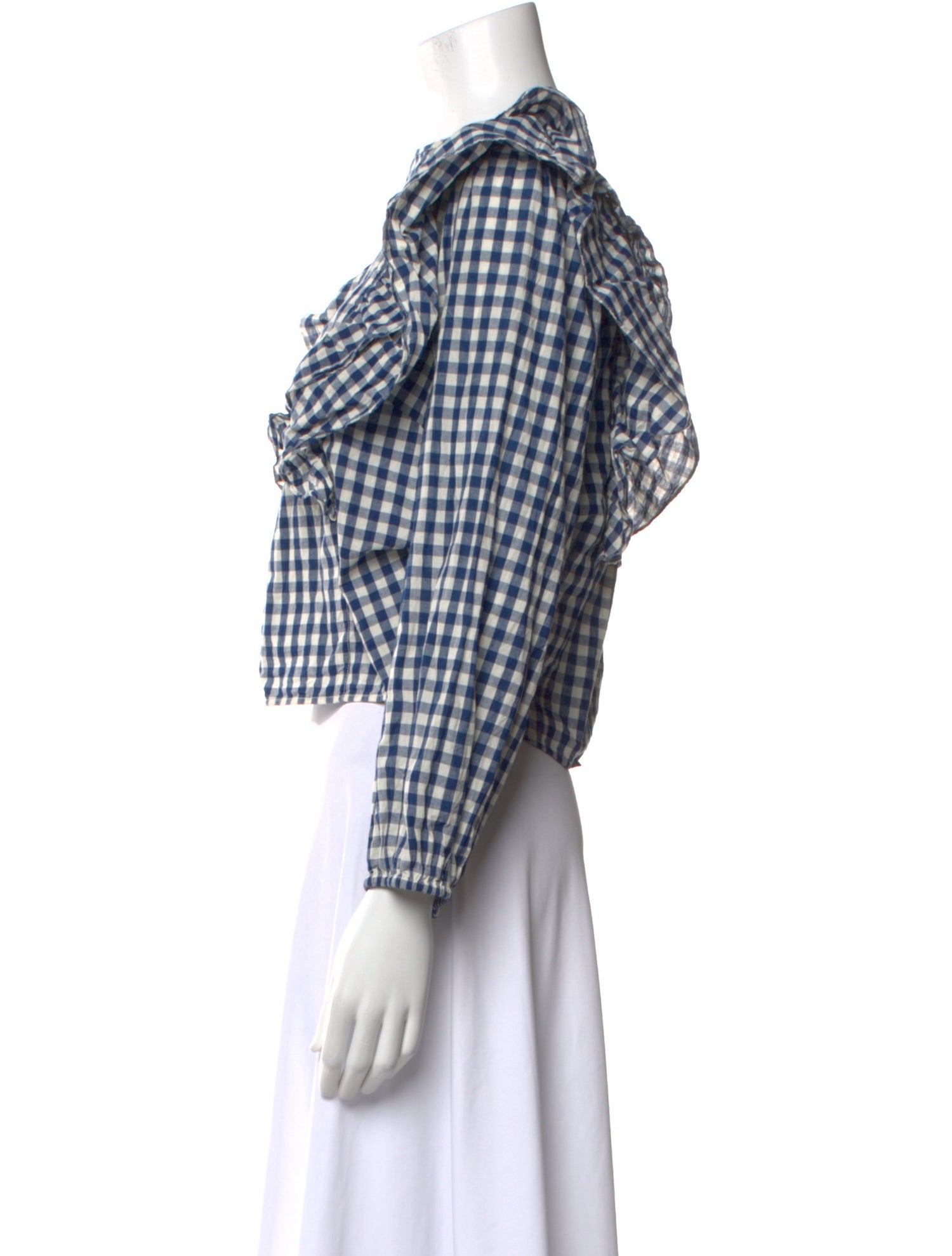 Emerson Fry Plaid Print Bateau Neckline Crop Top