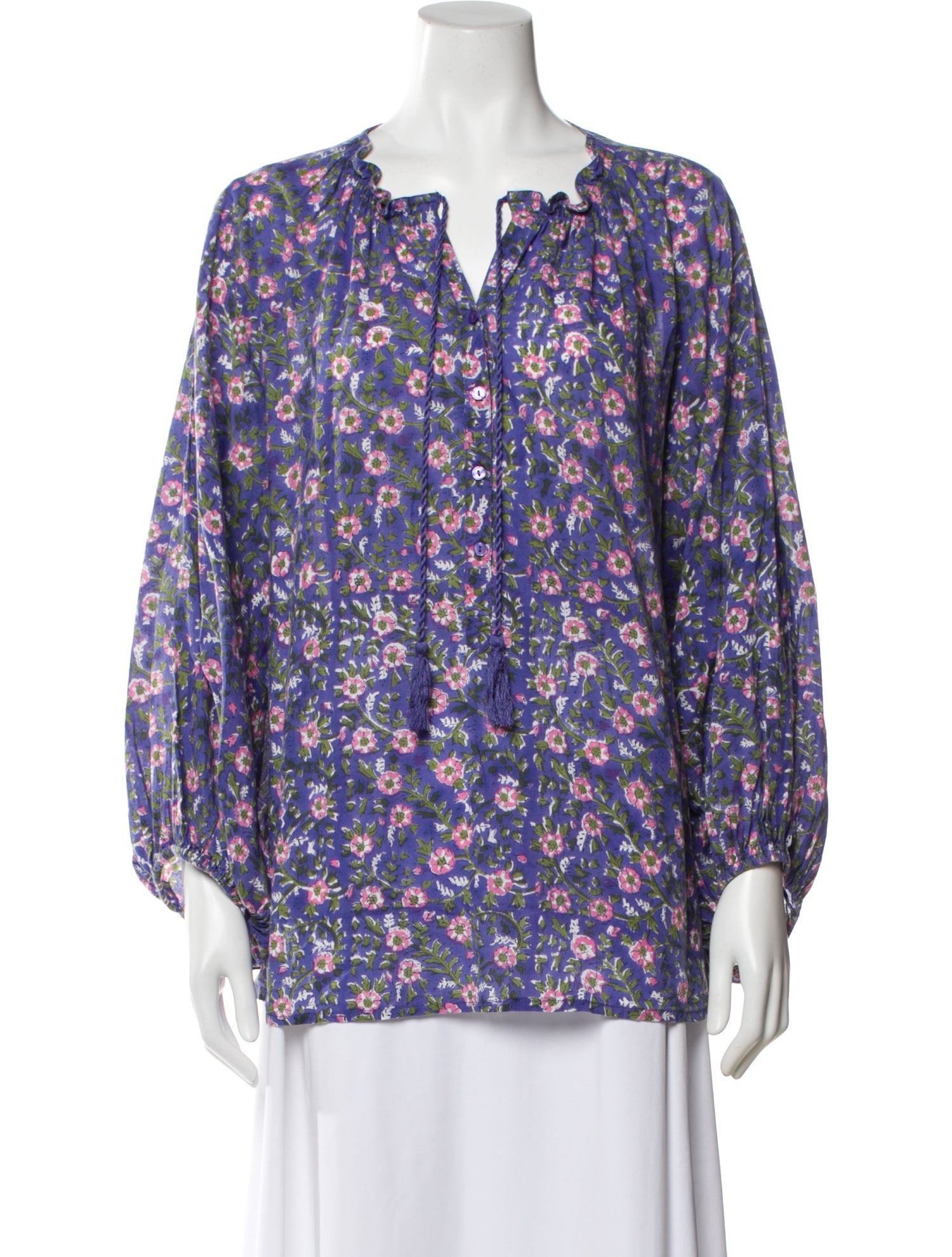 Emerson Fry Floral Print V-Neck Blouse