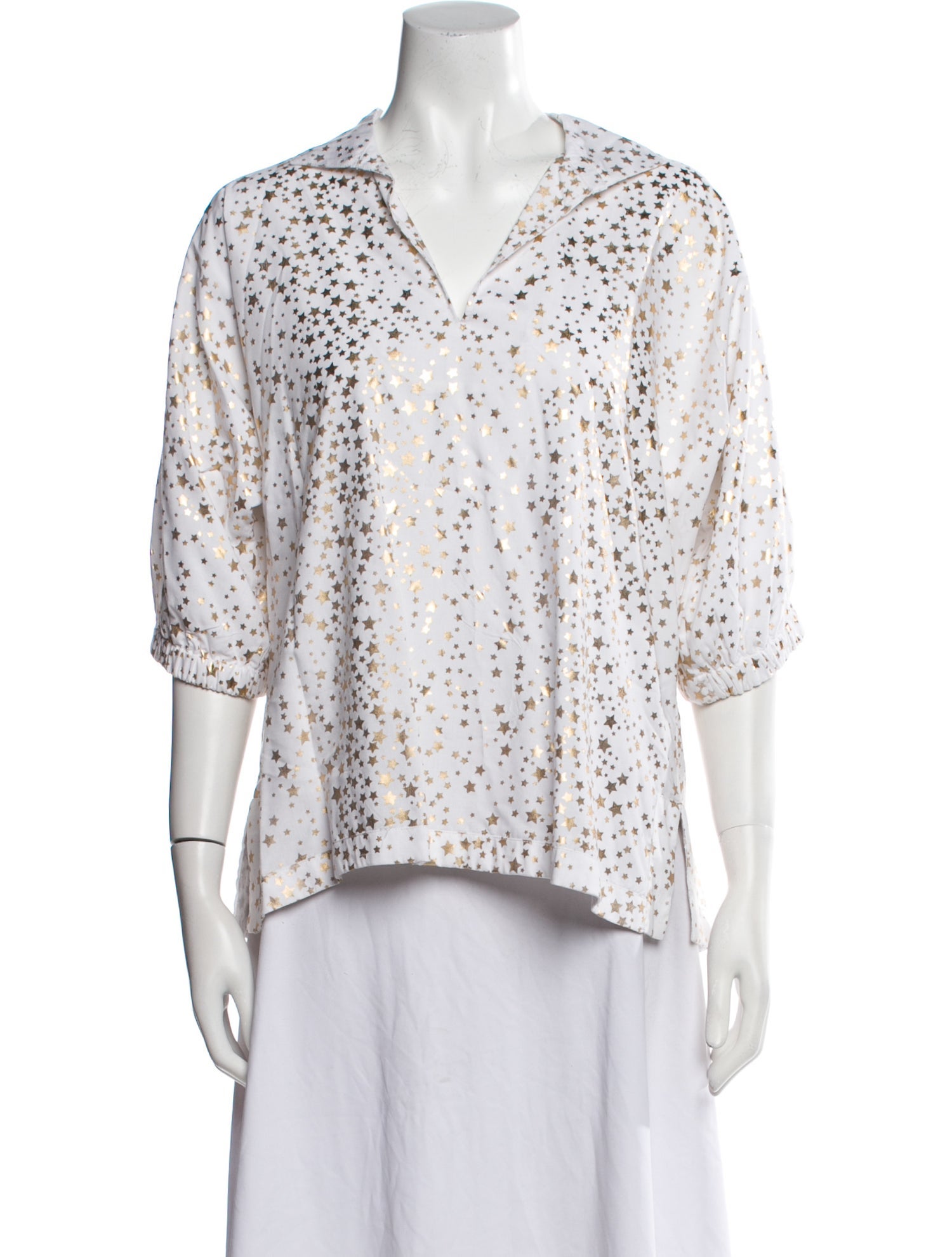 Emily McCarthy Printed V-Neck Blouse