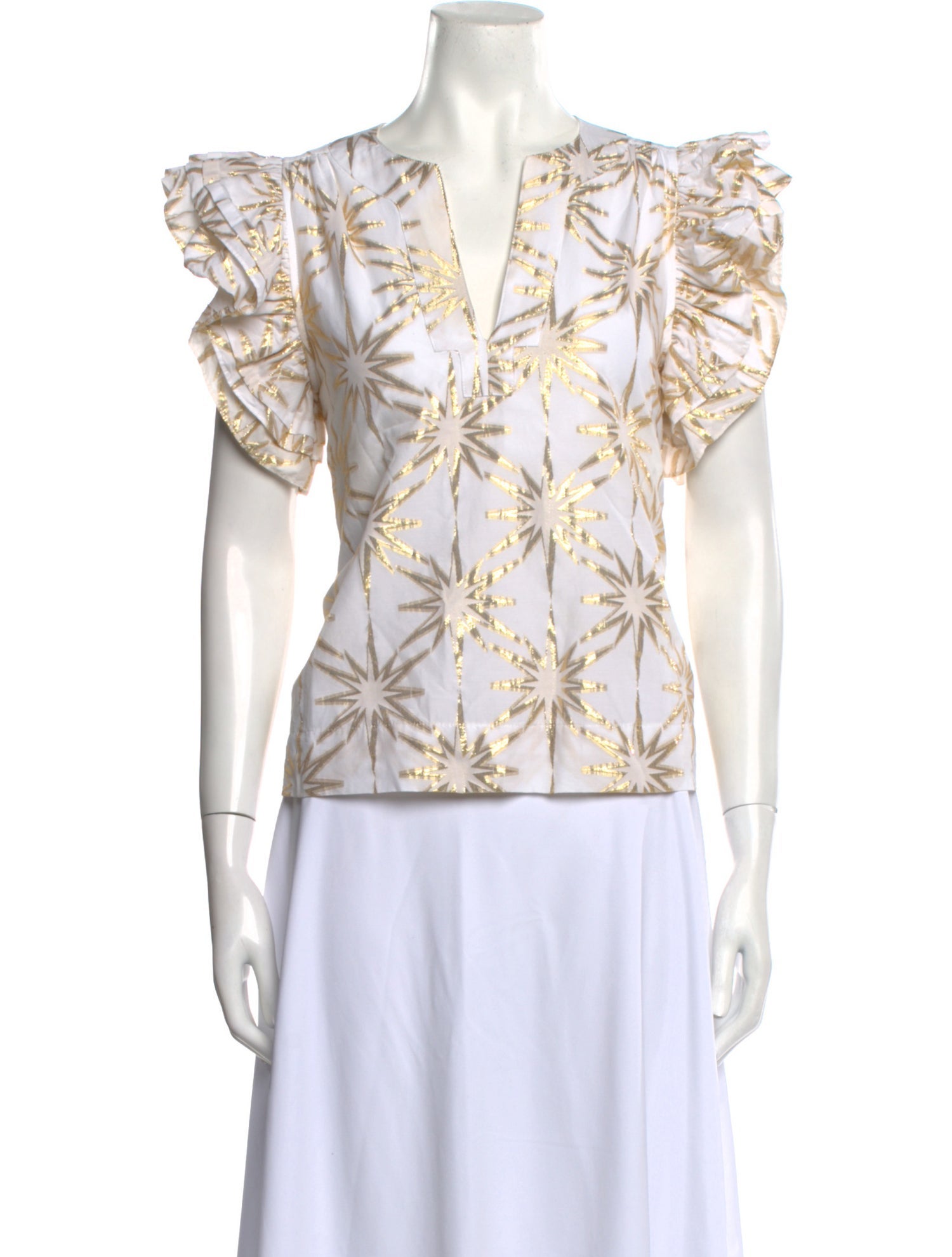 Emily McCarthy Floral Print V-Neck Blouse