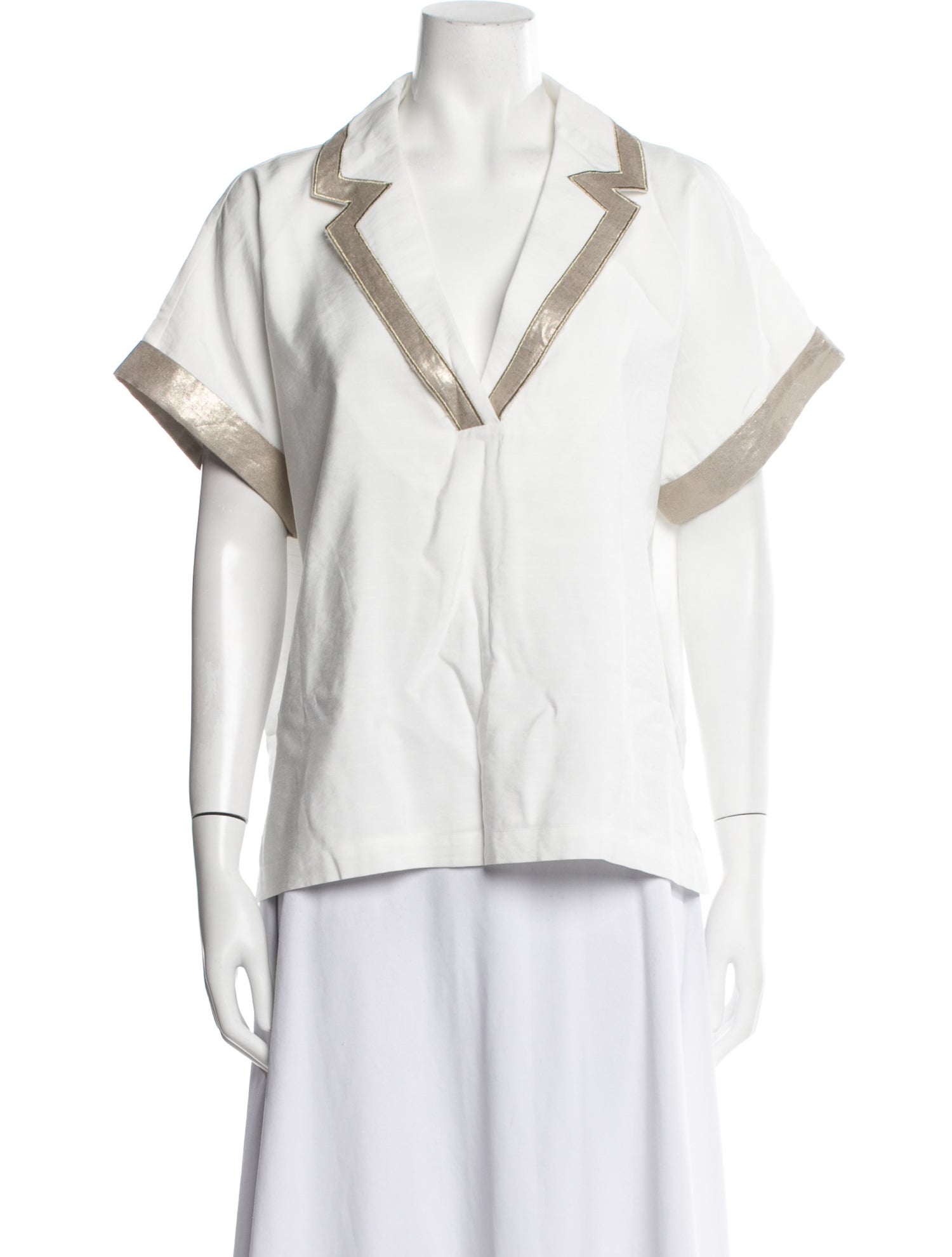 Emily McCarthy V-Neck Short Sleeve Button-Up Top