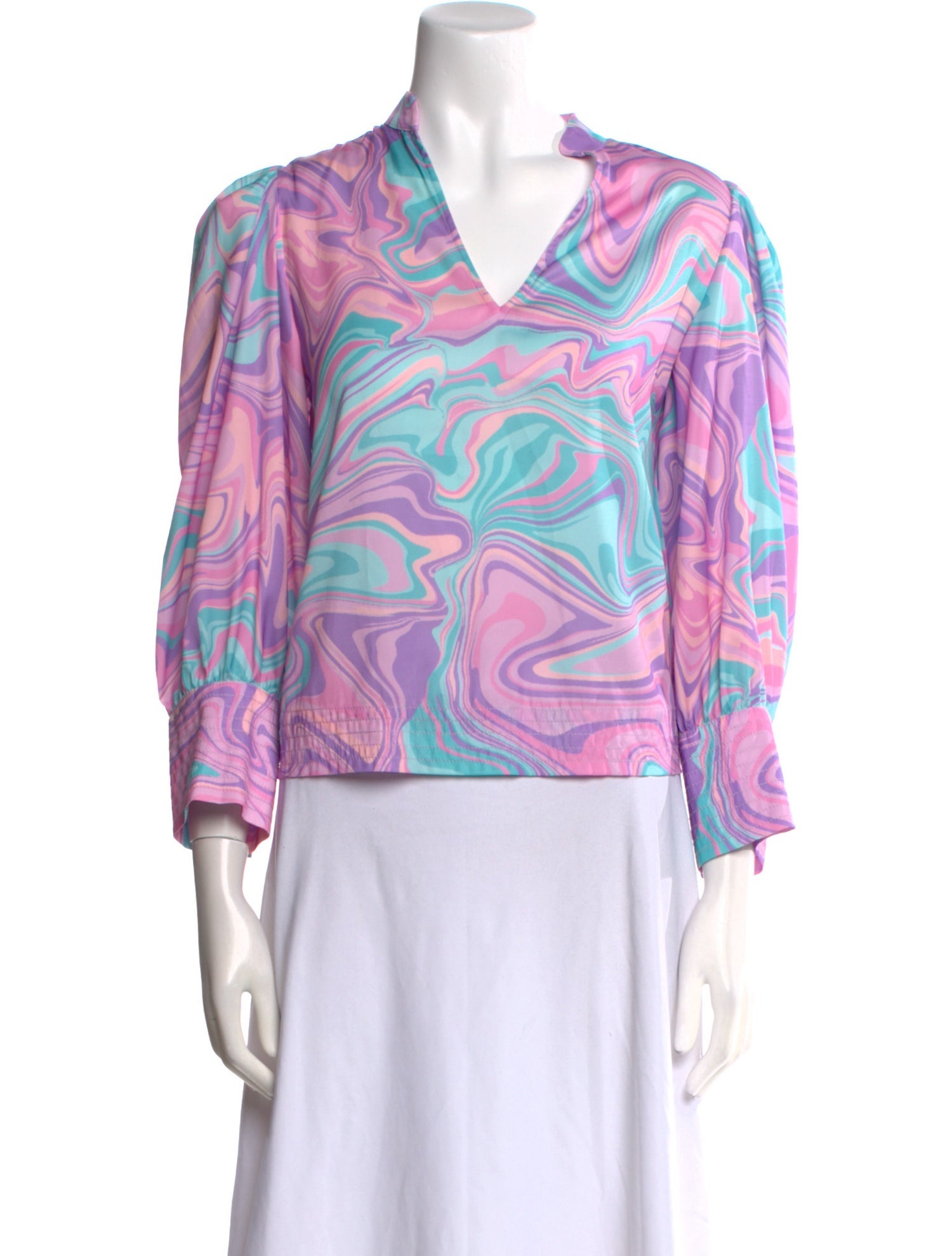 Emily McCarthy Printed V-Neck Blouse