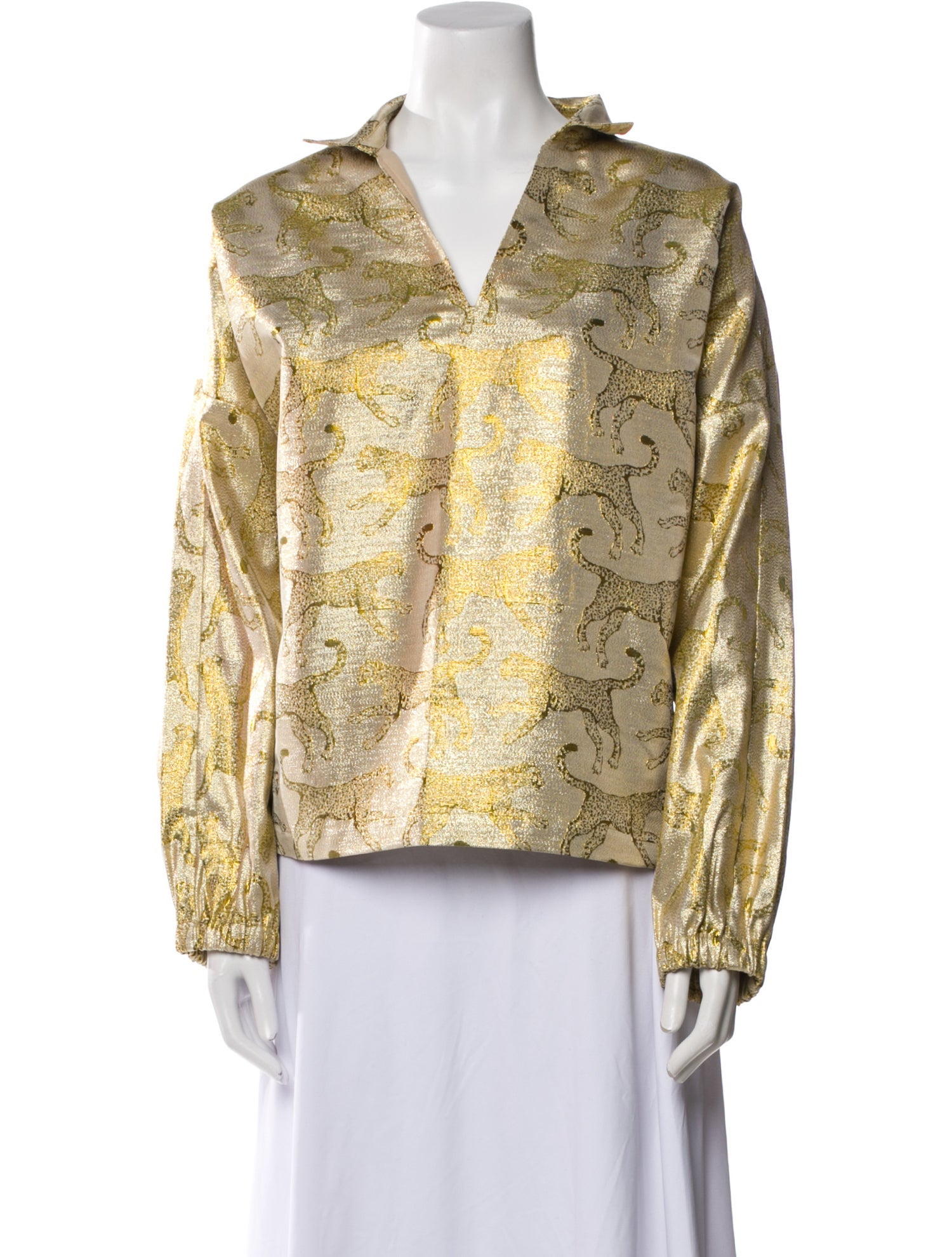 Emily McCarthy Printed V-Neck Blouse
