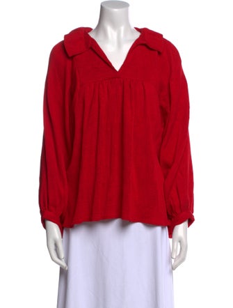 Emily McCarthy V-Neck Long Sleeve Button-Up Top