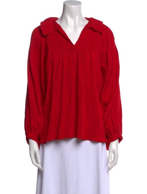 Emily McCarthy V-Neck Long Sleeve Button-Up Top