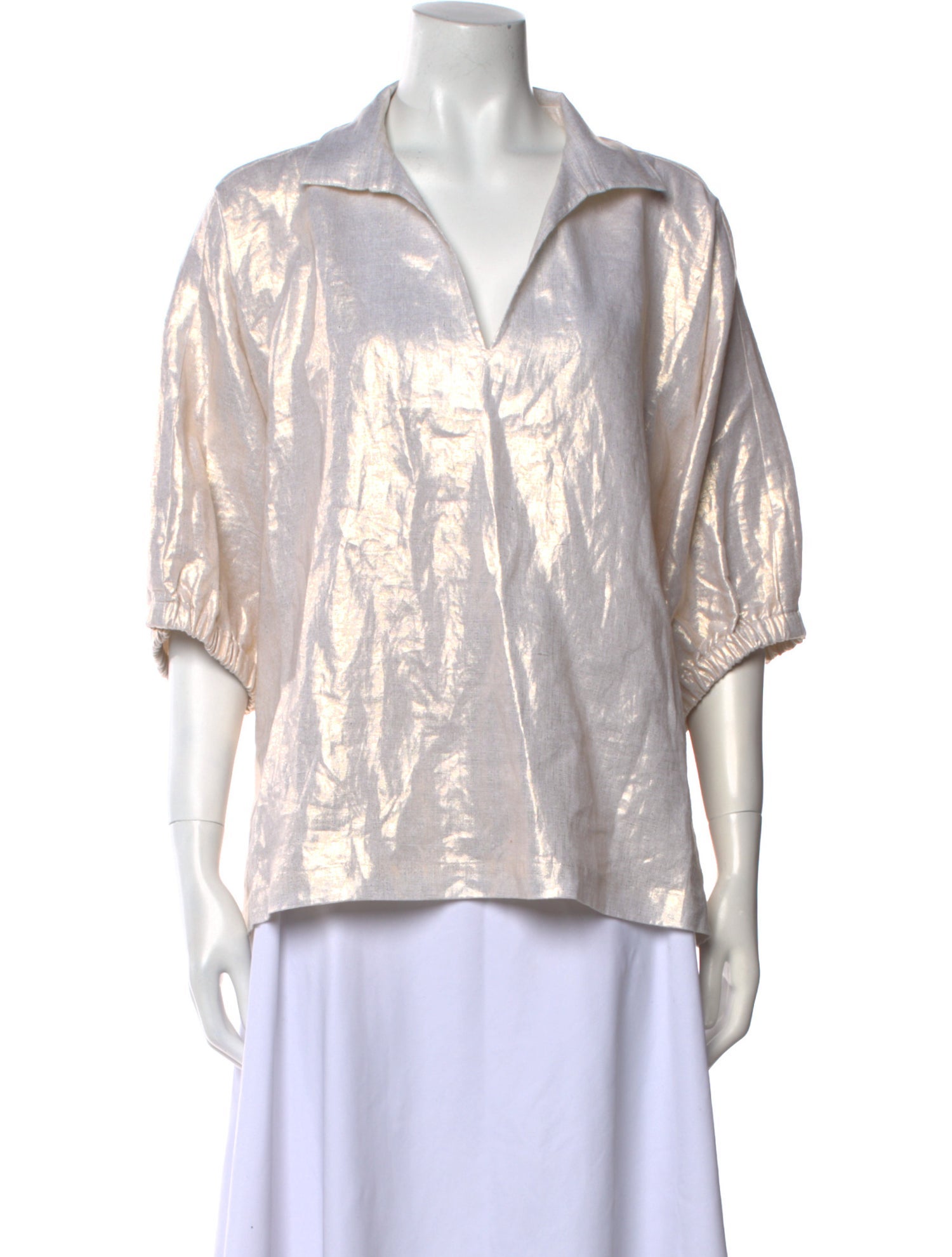 Emily McCarthy Linen Printed Polo w/ Tags