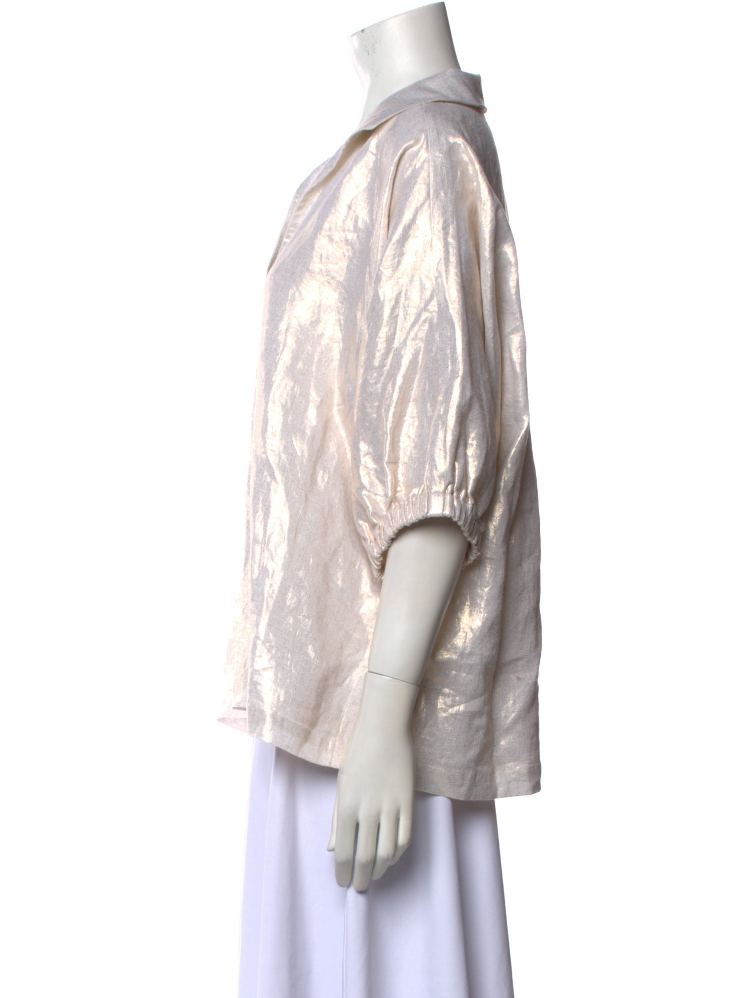 Emily McCarthy Printed V-Neck Polo w/ Tags