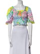 Emily McCarthy Floral Print Square Neckline Crop Top