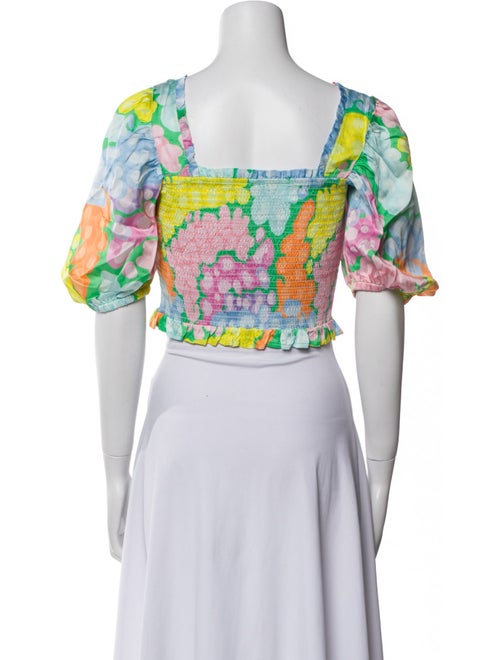 Emily McCarthy Floral Print Square Neckline Crop Top