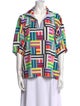 Emily McCarthy Printed Three-Quarter Sleeve Button-Up Top