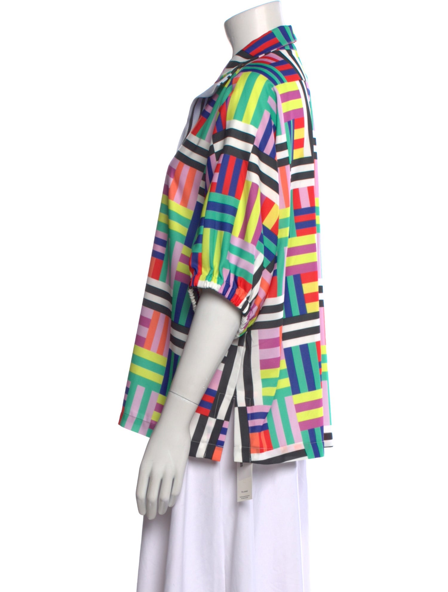 Emily McCarthy Printed Three-Quarter Sleeve Button-Up Top