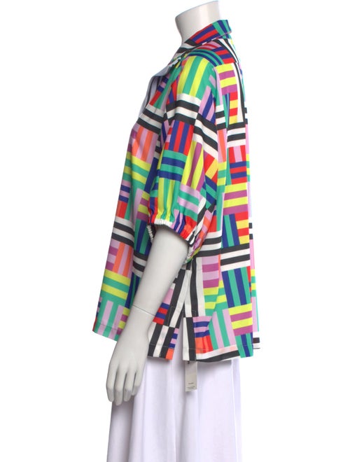Emily McCarthy Printed Three-Quarter Sleeve Button-Up Top