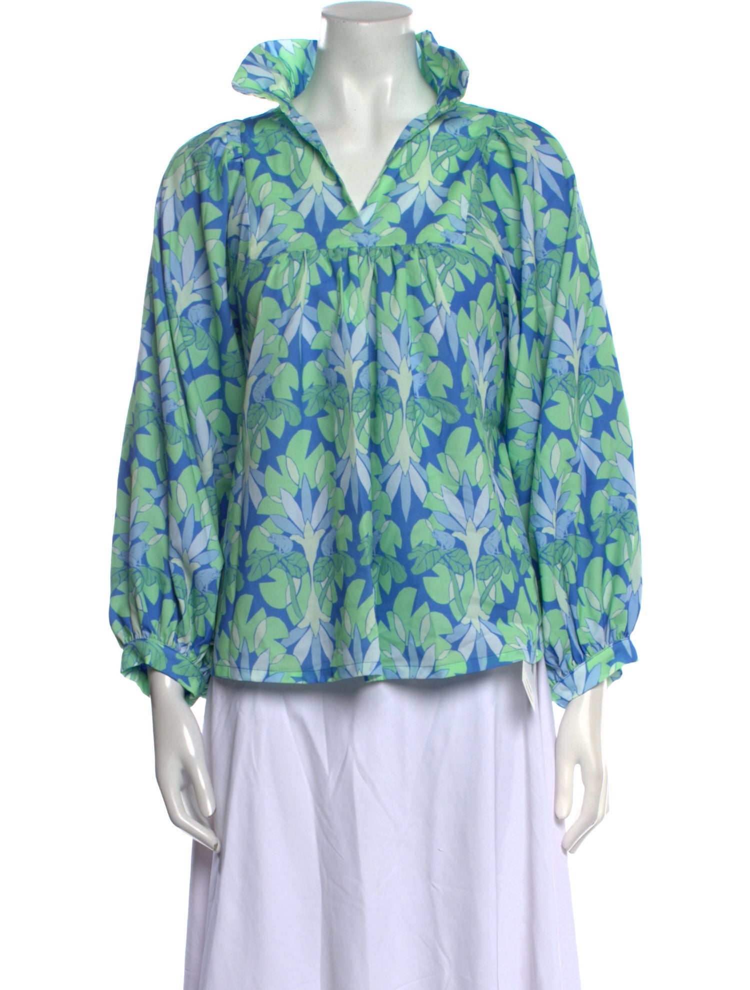 Emily McCarthy Floral Print V-Neck Blouse w/ Tags