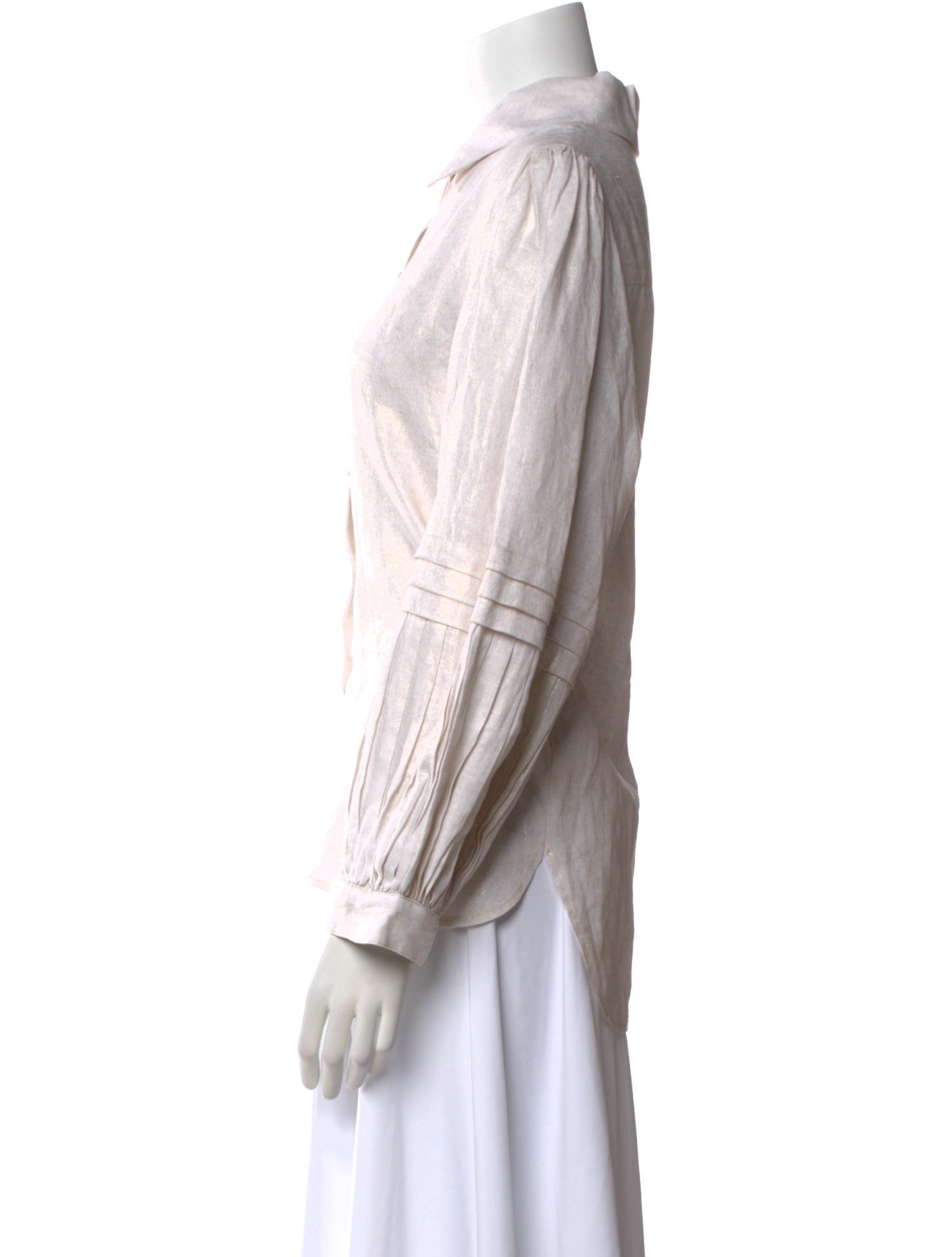 Emily McCarthy Linen Three-Quarter Sleeve Button-Up Top