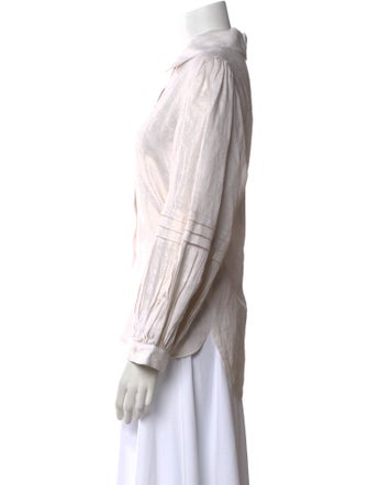 Emily McCarthy Linen Three-Quarter Sleeve Button-Up Top