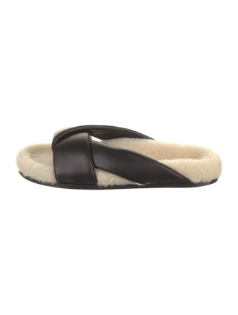 Emme Parsons Leather Fur Trim Slides