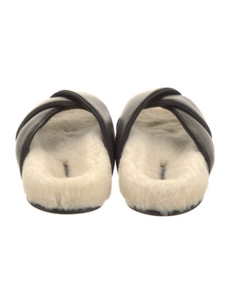 Emme Parsons Leather Fur Trim Slides
