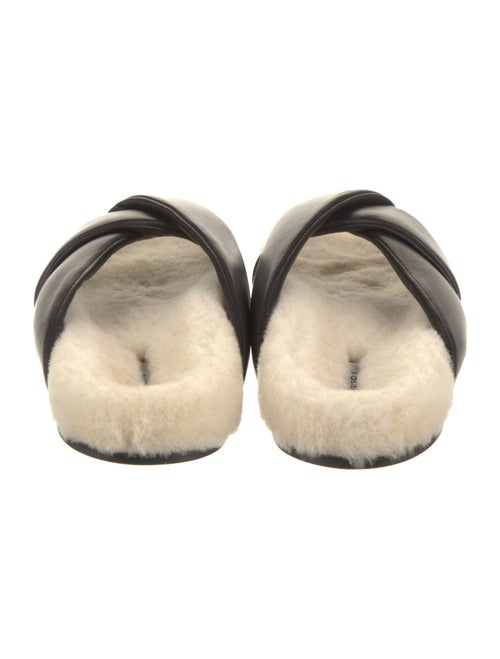 Emme Parsons Leather Fur Trim Slides