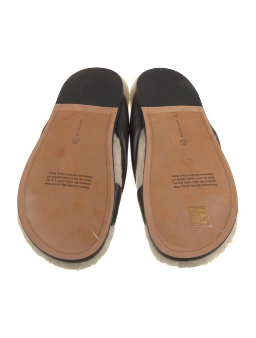 Emme Parsons Leather Fur Trim Slides