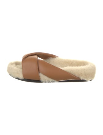 Emme Parsons Leather Faux Fur Trim Slides