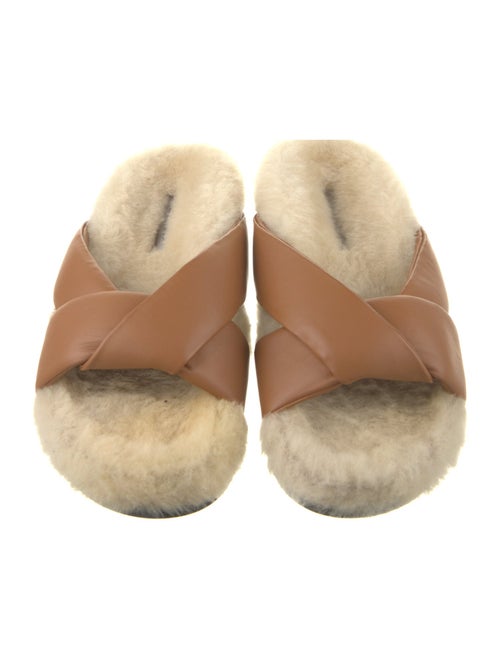 Emme Parsons Leather Faux Fur Trim Slides