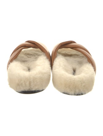 Emme Parsons Leather Faux Fur Trim Slides