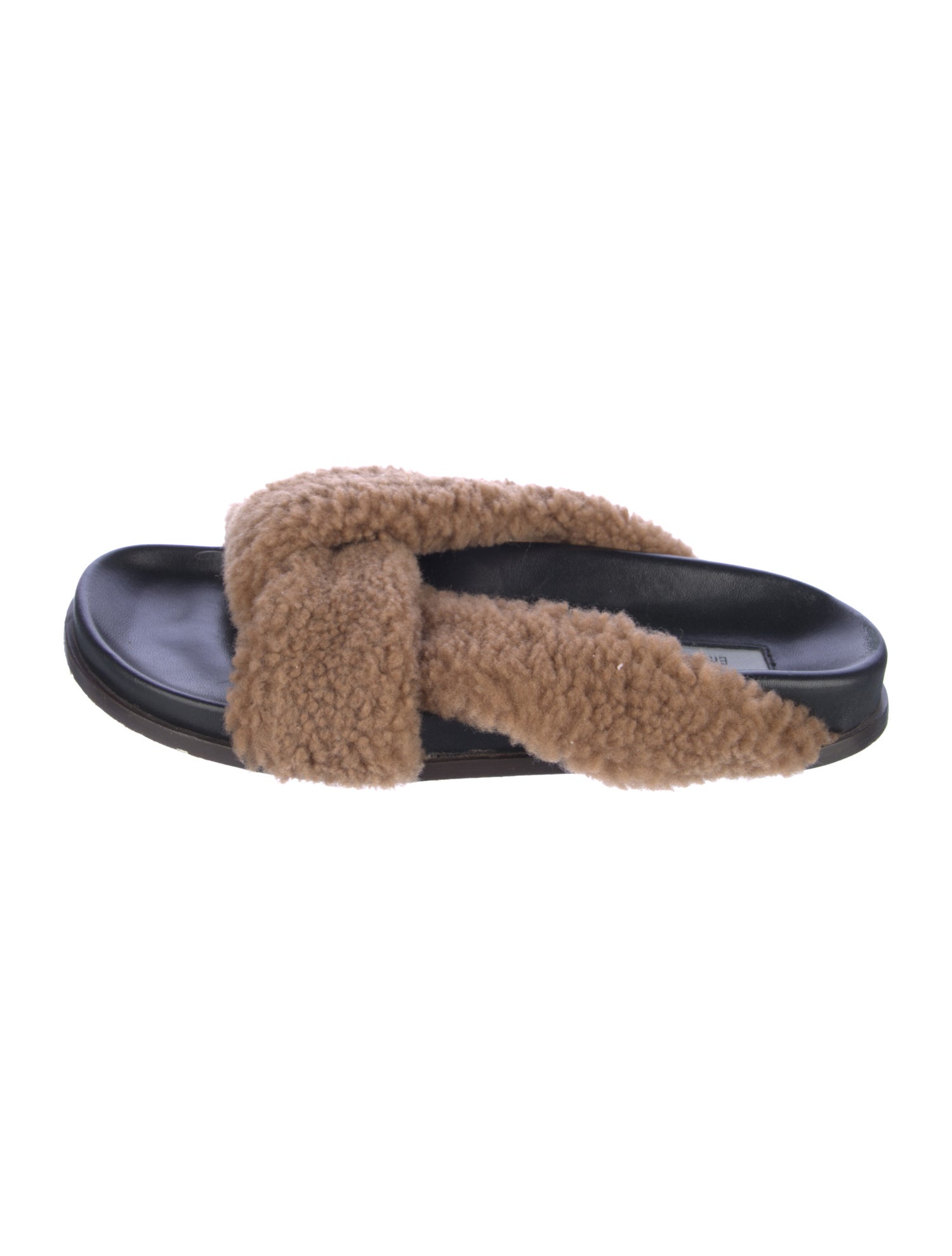 Emme Parsons Leather Faux Fur Trim Slides