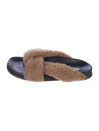 Emme Parsons Leather Faux Fur Trim Slides