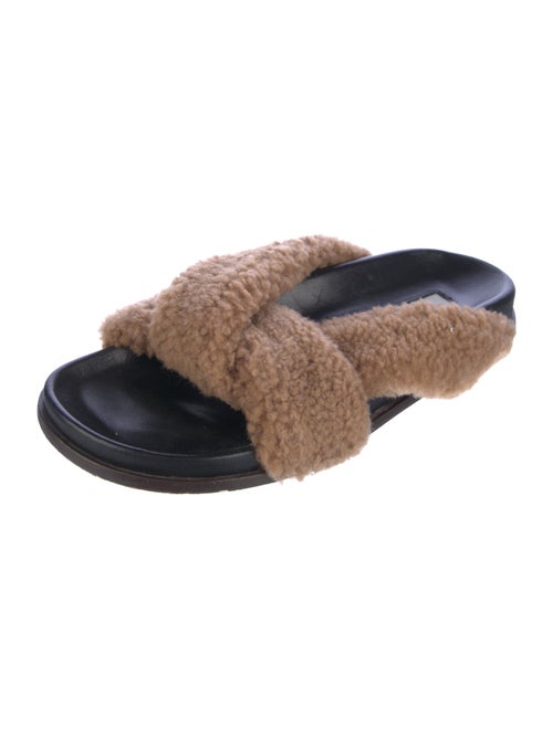 Emme Parsons Leather Faux Fur Trim Slides