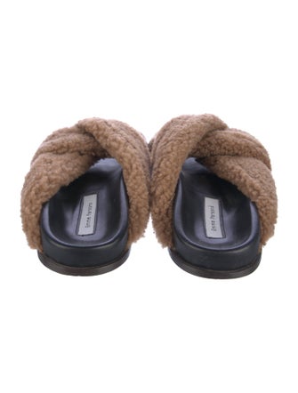 Emme Parsons Leather Faux Fur Trim Slides