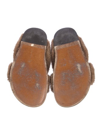 Emme Parsons Leather Faux Fur Trim Slides