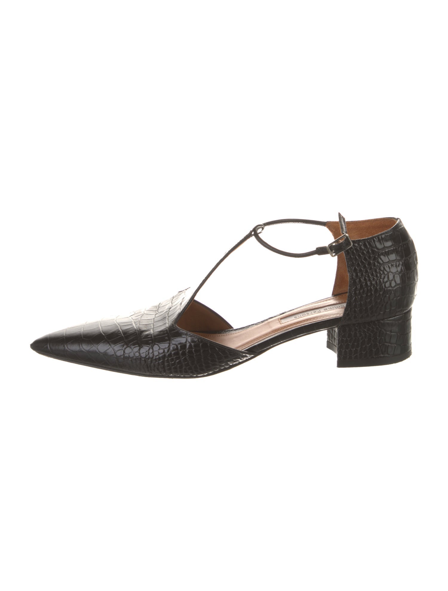 Emme Parsons Embossed Leather T-Strap Pumps