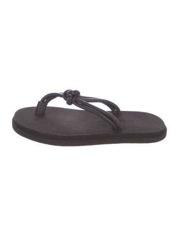 Pre-owned Emme Parsons Leather Flip Flops In Gray