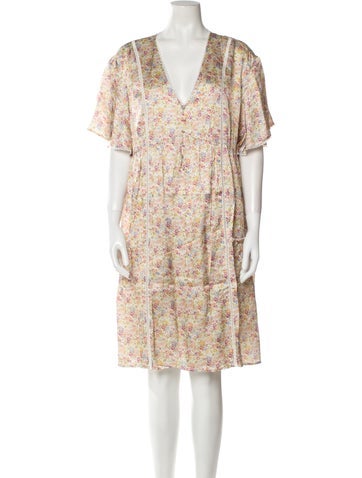 Emilia George Dresses Floral Print Knee-Length Dress M