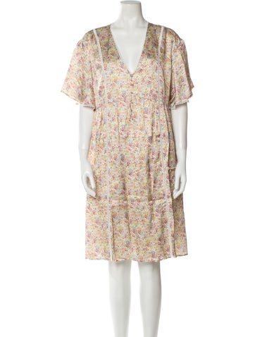 Emilia George Dresses Floral Print Knee-Length Dress M