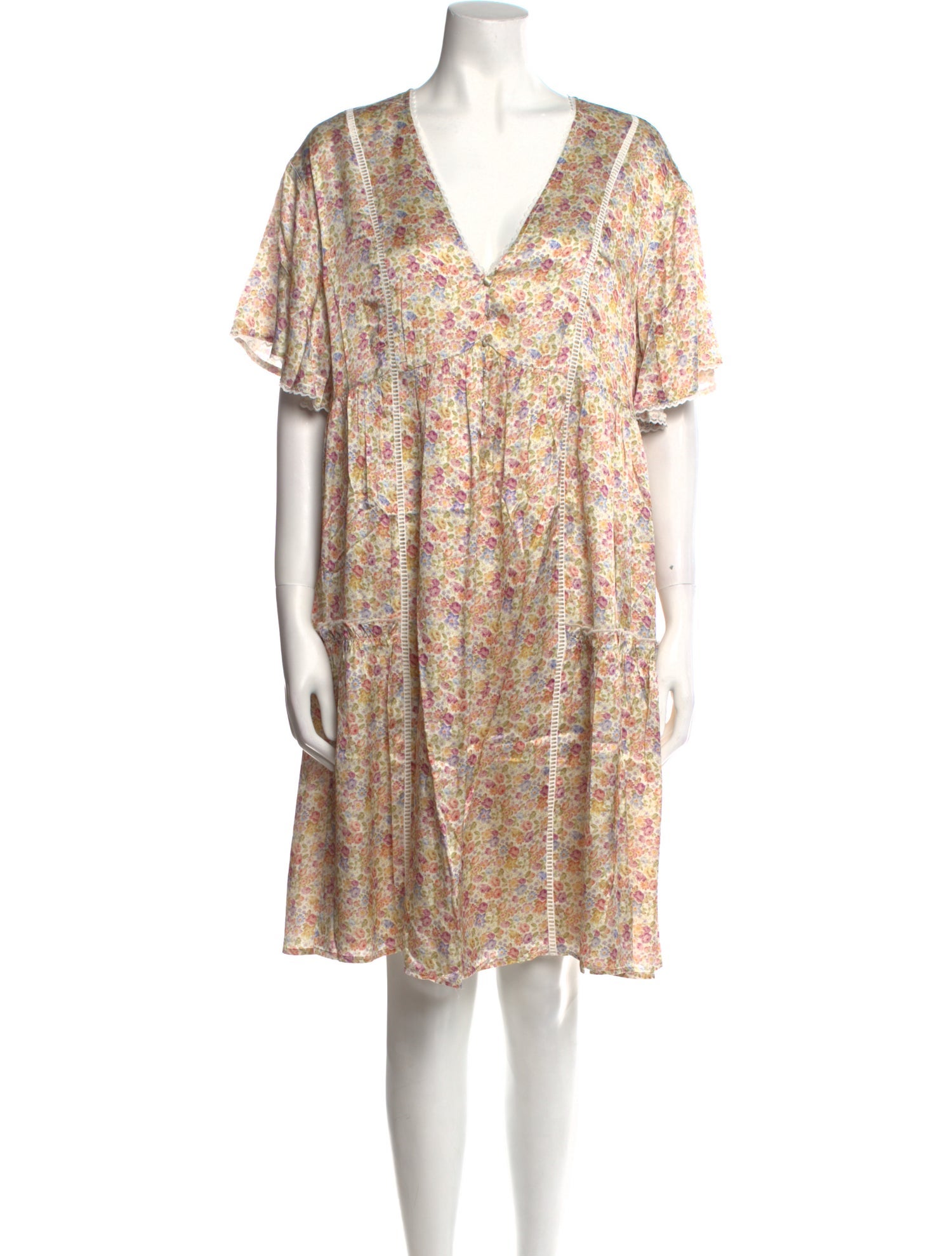 Emilia George Floral Print Knee-Length Dress w/ Tags