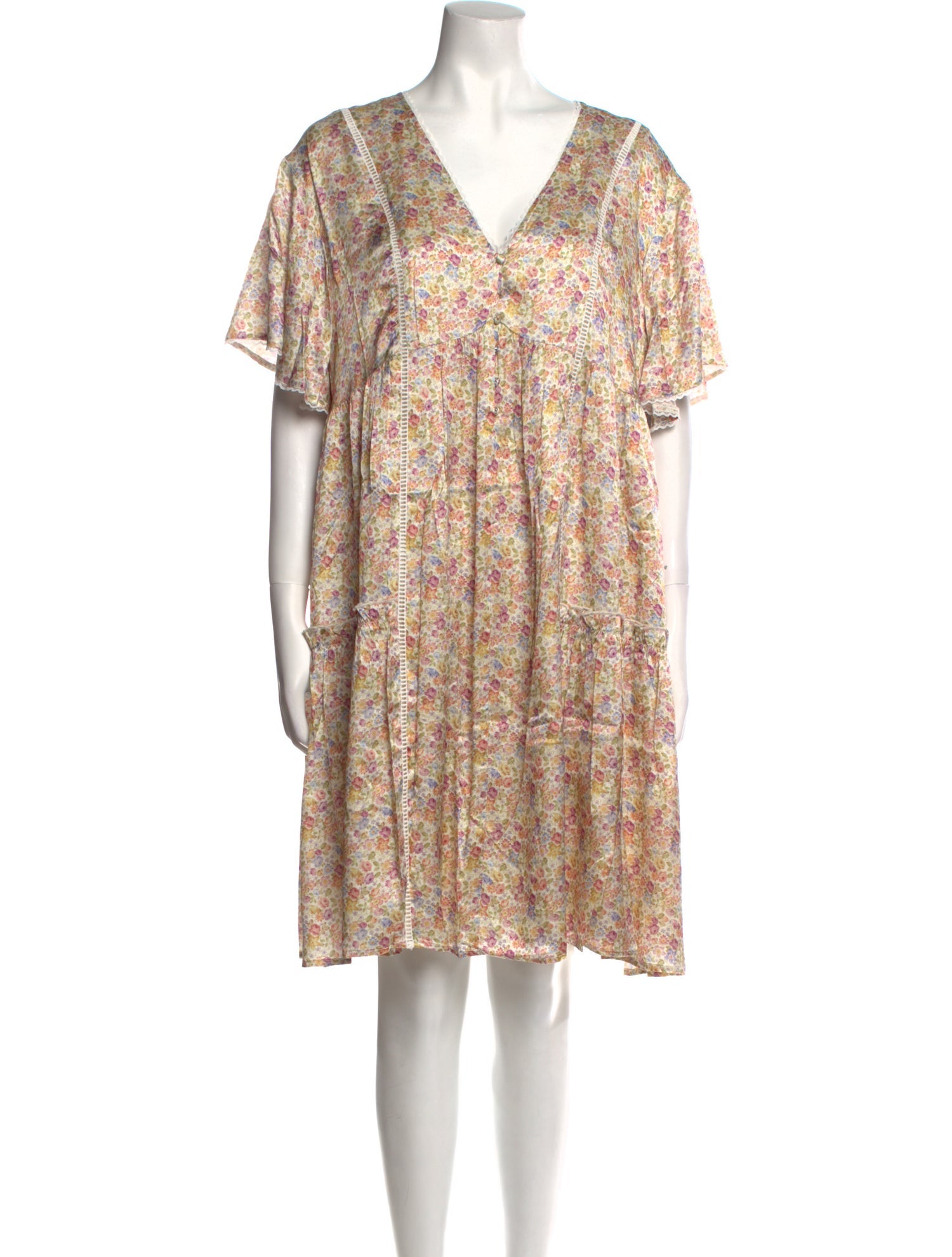 Emilia George Floral Print Knee-Length Dress w/ Tags