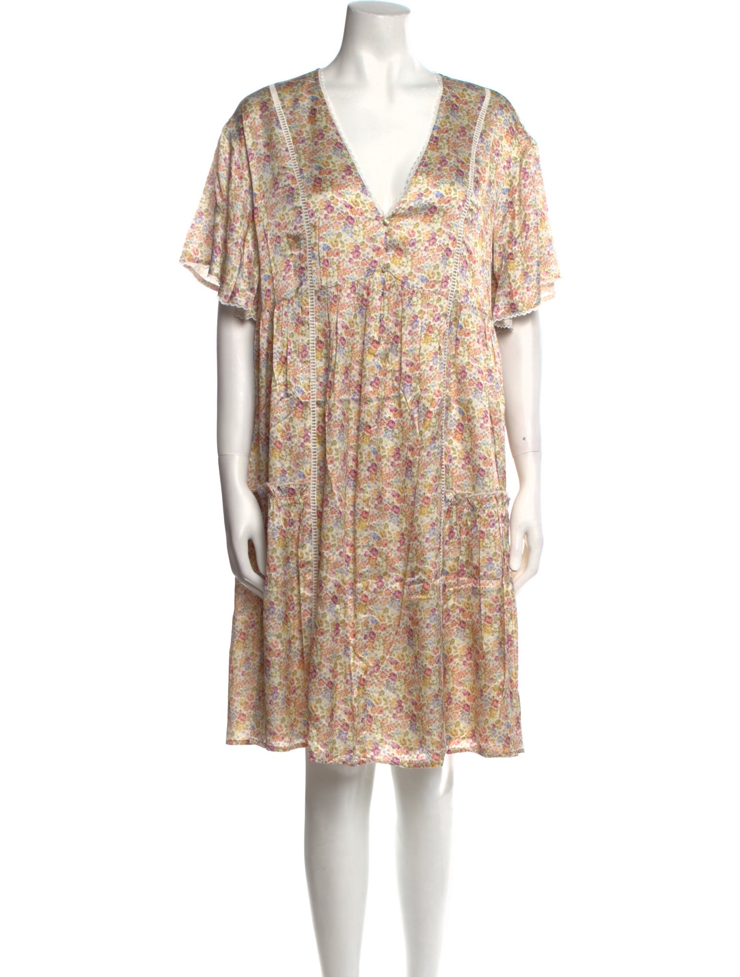 Emilia George Floral Print Knee-Length Dress w/ Tags